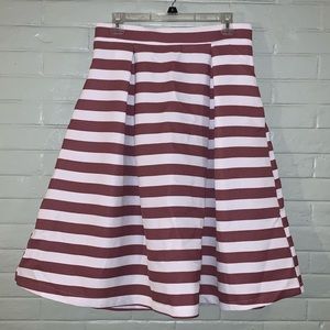 XL Haute Monde Mauve & Cream Striped Pleated Skirt